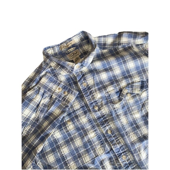 LL Bean Men’s Flannel Shirt XL-Tall Blue Plaid Traditional Fit 100% Cotton - Picture 1 of 5